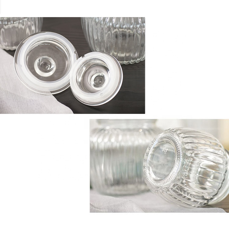 Wholesale round airtight 650ml glass bottles glass storage jars with glass lid