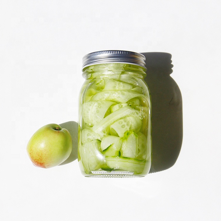 Wholesale round empty pickles storage wide mouth 8oz 16oz mason jars with tin plate lid