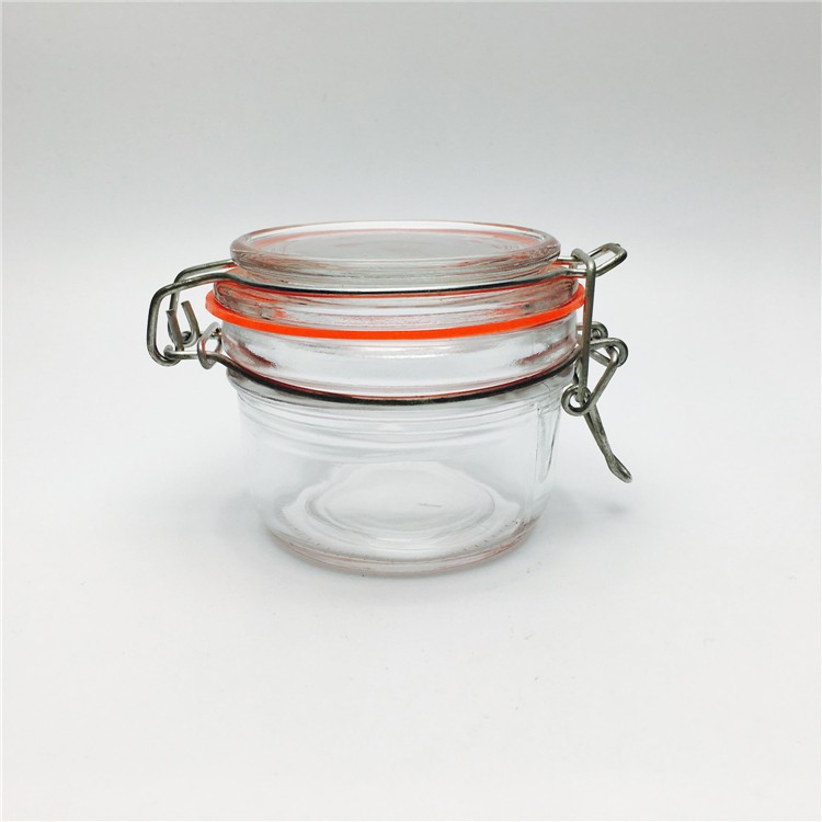 Wholesale round food glass storage jars with airtight lids childproof glass containers for fruit salad