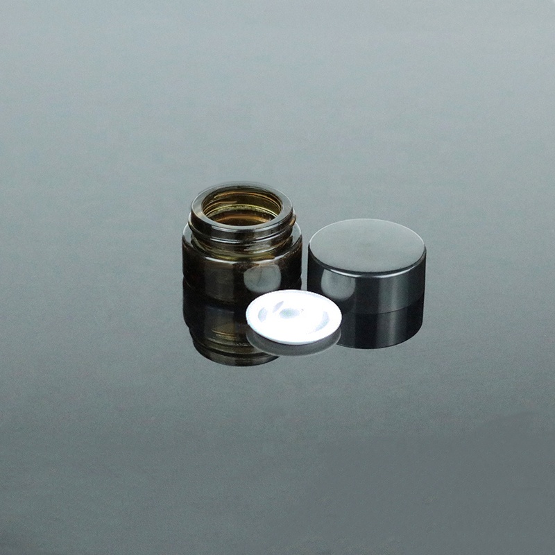 Wholesale round packaging cosmetic jar 5 ml glass jars with black lid (GJM10)