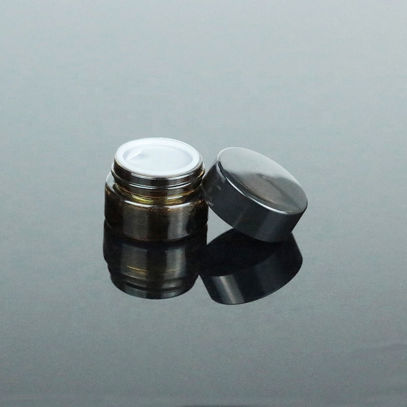 Wholesale round packaging cosmetic jar 5 ml glass jars with black lid (GJM10)