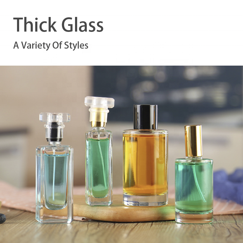 Wholesale round perfume bottle glass bottle and spray head 50ml perfume bottle luxury