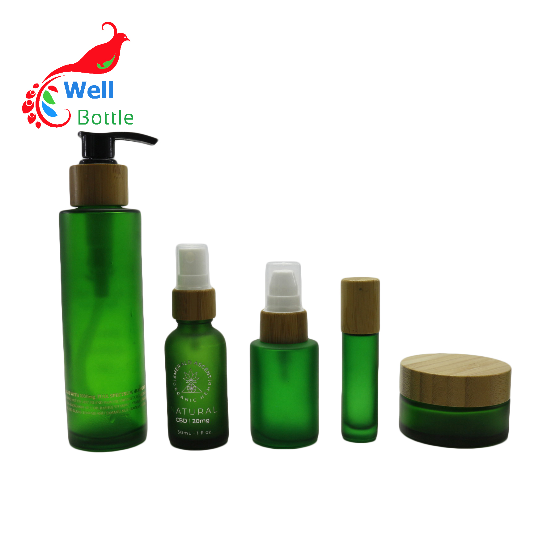 Wholesale round pump glass bottle with lotion bamboo pump top GB316E