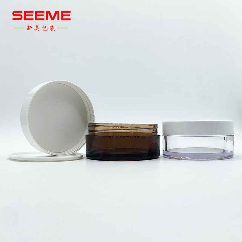 Wholesale round shape free samples 120g plastic jar clear 120ml cosmetic jars with white lid