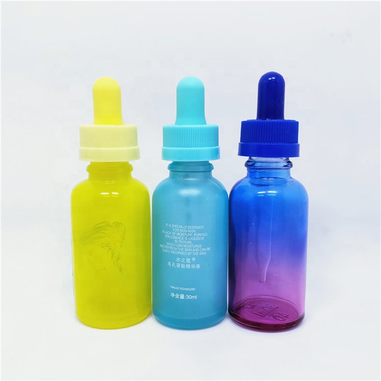 Wholesale same color between glass dropper bottle and plastic rubber serum usage container packing
