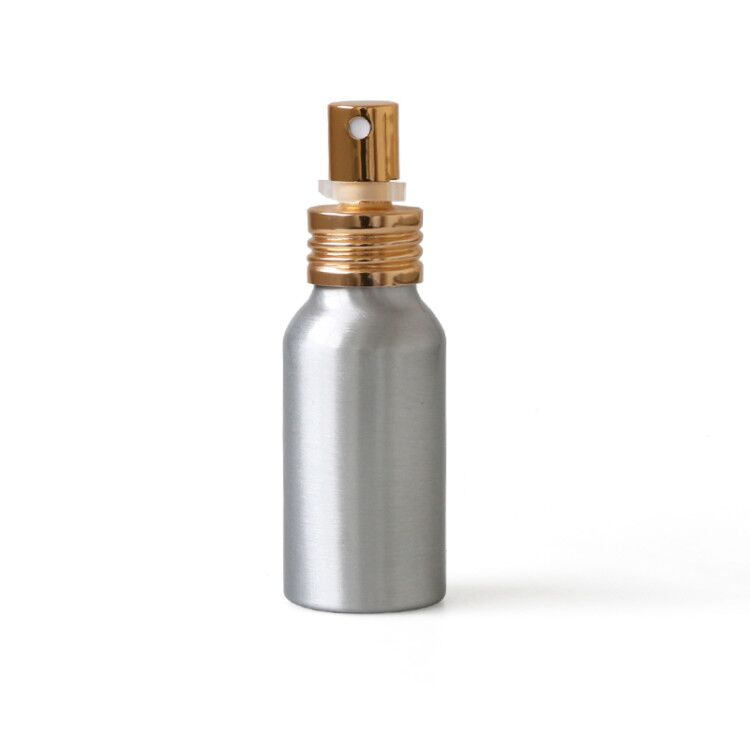 Wholesale silver 50ml perfume  aluminum bottle  with gold aluminum spray