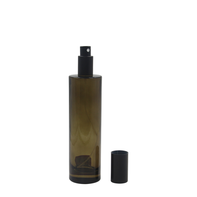 Wholesale skin care 30ml 50ml 100ml empty gradient dark green lotion glass bottle with black plastic sprayer