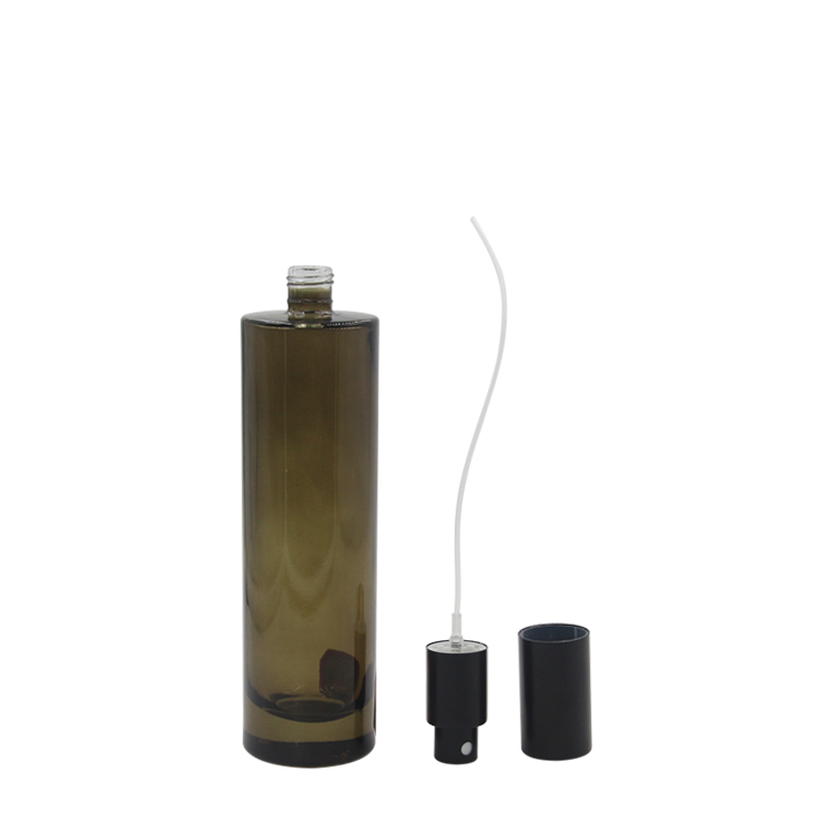 Wholesale skin care 30ml 50ml 100ml empty gradient dark green lotion glass bottle with black plastic sprayer
