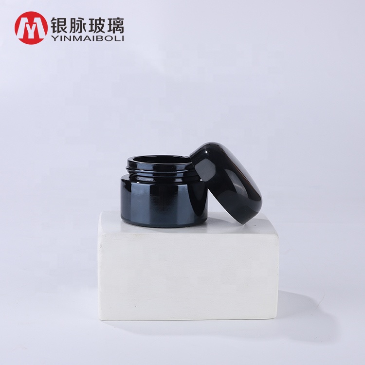 Wholesale skin care container 20g 30g 50g empty black cosmetic lotion glass jars for creams
