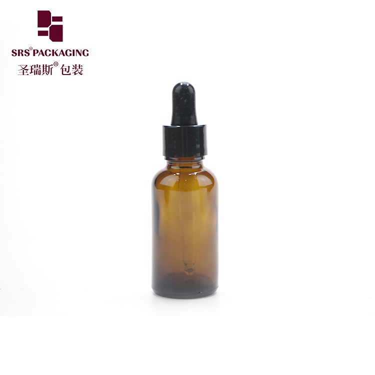 Wholesale small order quantity mini amber color empty 30ml glass bamboo dropper bottle
