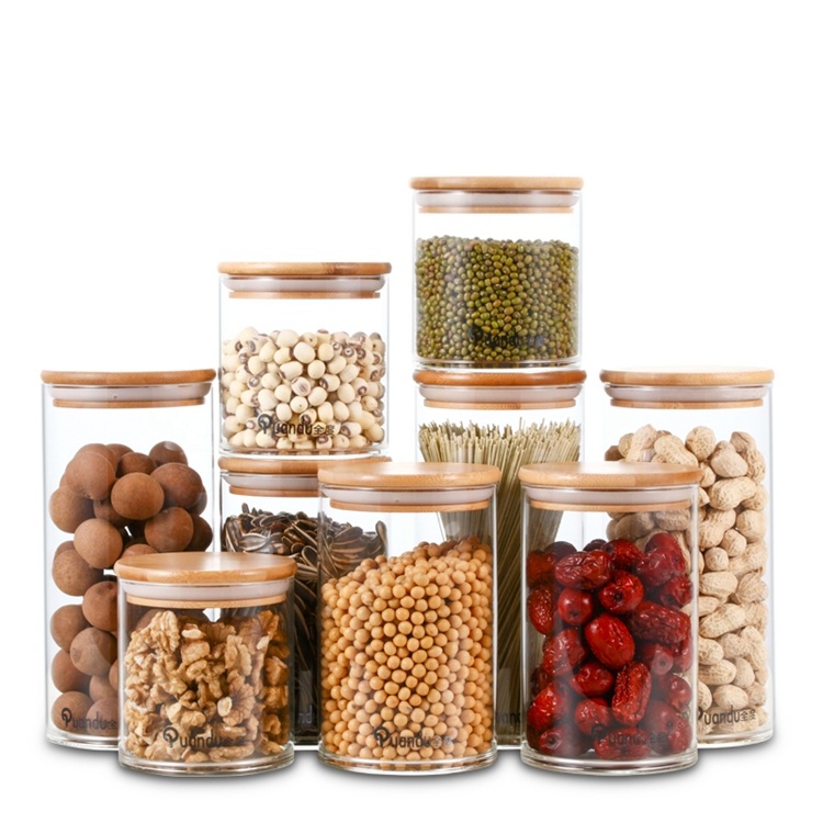 Wholesale spice jars glass storage jars with bamboo lids-BJ-CC02