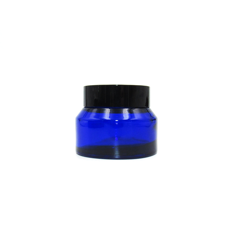 Wholesale spot 50ml 50g Olive green blue amber glass cosmetic jars  eco friendly cosmetic containers