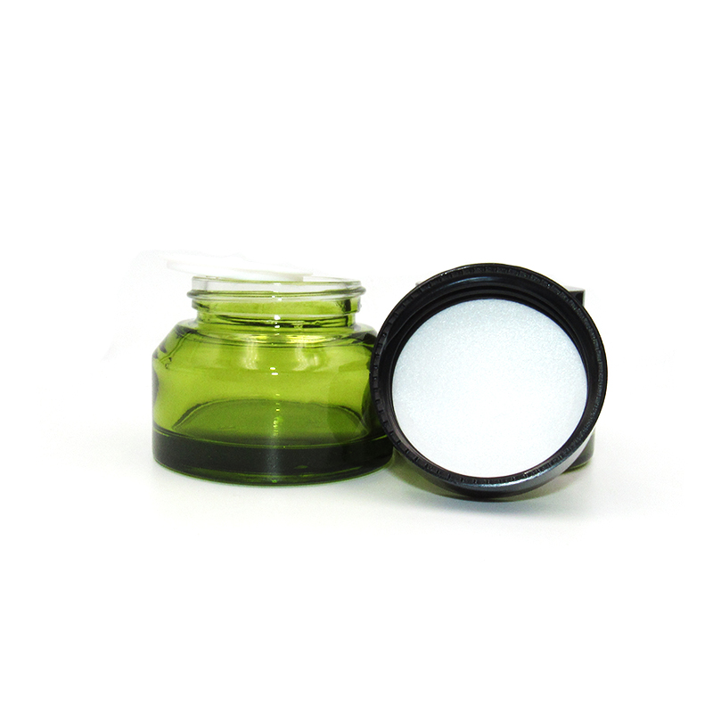 Wholesale spot 50ml 50g Olive green blue amber glass cosmetic jars eco friendly cosmetic containers