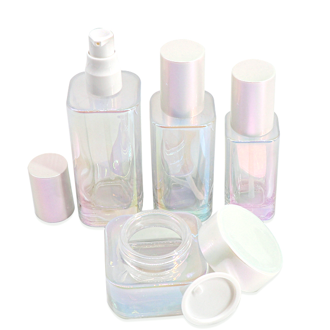 Wholesale square glass bottle cosmetic skincare packaging lotion bottle