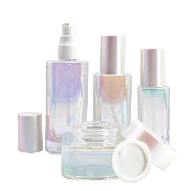 Wholesale square glass bottle cosmetic skincare packaging lotion bottle