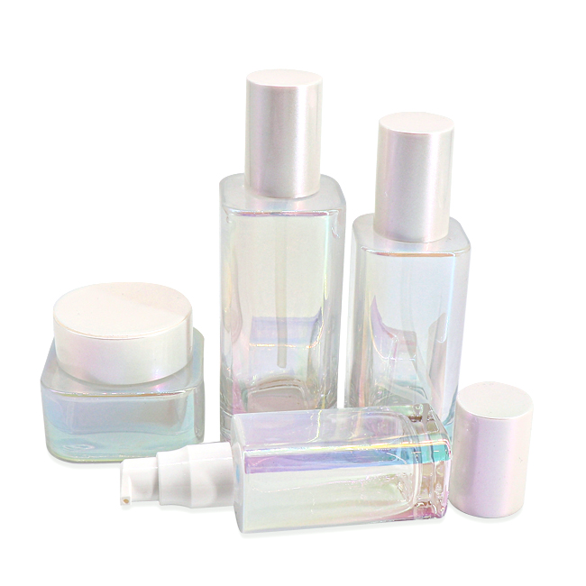 Wholesale square glass bottle cosmetic skincare packaging lotion bottle