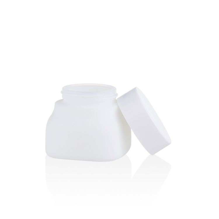 Wholesale square jar cosmetic jar original white glass face cream 50ml jar