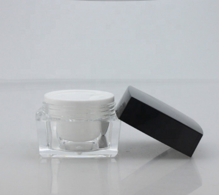 Wholesale stock products square shape clear color 50g double wall face cream jar