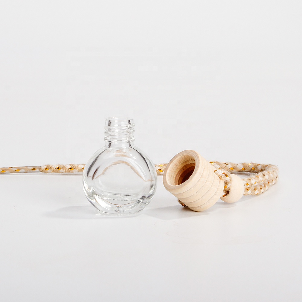 Wholesale stock refillable perfume bottle 5ml 10ml car hanging diffuse bottle with wooden lid
