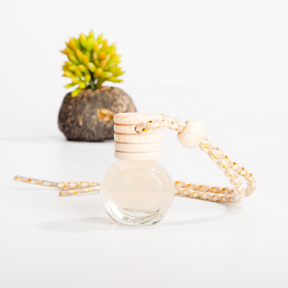 Wholesale stock refillable perfume bottle 5ml 10ml car hanging diffuse bottle with wooden lid