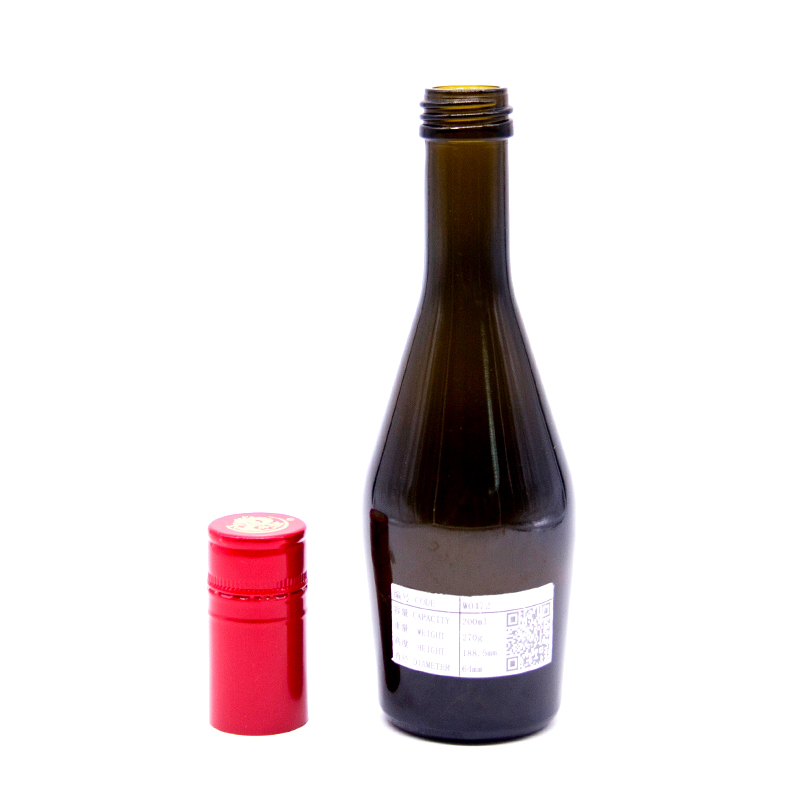 Wholesale stocked 187ml small glass red wine beer drink drop storage bottle with screw cap