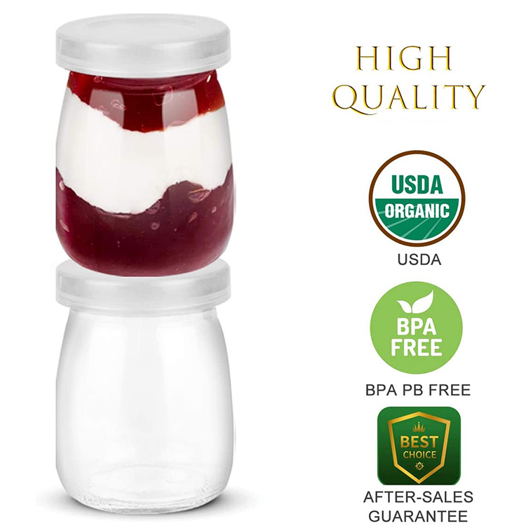 Wholesale storage bottle can 50ml 100ml 150ml 200ml Pudding Yoghurt Glass jar Dessert Glass bottle milk Glass Jars with lid