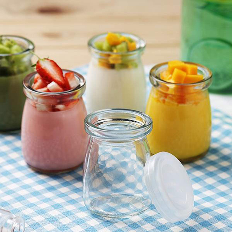 Wholesale storage bottle can 50ml 100ml 150ml 200ml Pudding Yoghurt Glass jar Dessert Glass bottle milk Glass Jars with lid