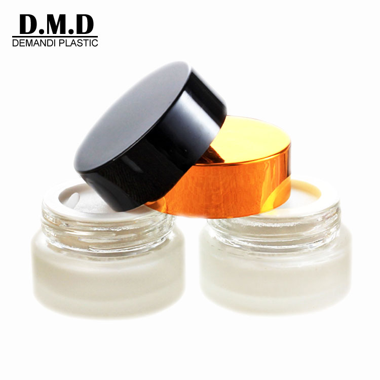 Wholesale suppliers 5ml 10ml 15ml 20ml 30ml 50ml round cream frosted glass cosmetic jar with golden lids