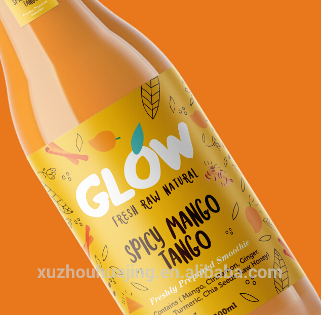 Wholesale surface handling 16oz glass juice bottle with metal lid