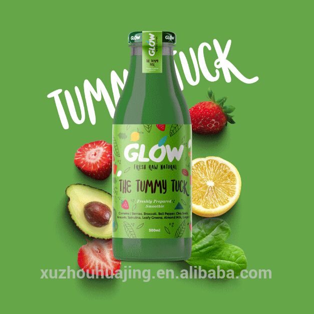 Wholesale surface handling 16oz glass juice bottle with metal lid