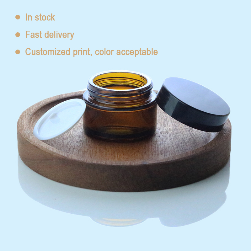 Wholesale top quality 5ml 10ml 15ml 20ml 30ml 50ml dark amber glass cream jar for cosmetic packaging (GJM10)