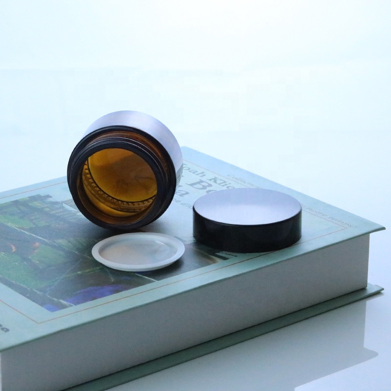 Wholesale top quality 5ml 10ml 15ml 20ml 30ml 50ml dark amber glass cream jar for cosmetic packaging (GJM10)