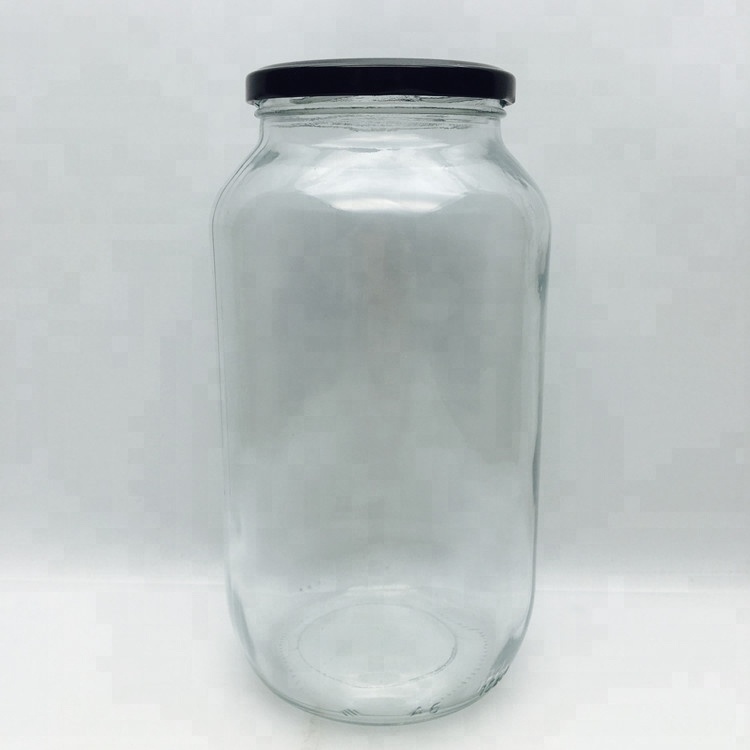 Wholesale transparent 1500ml 1.5L glass food jar with metal lid