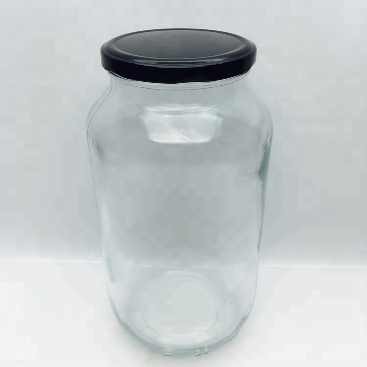 Wholesale transparent 1500ml 1.5L glass food jar with metal lid