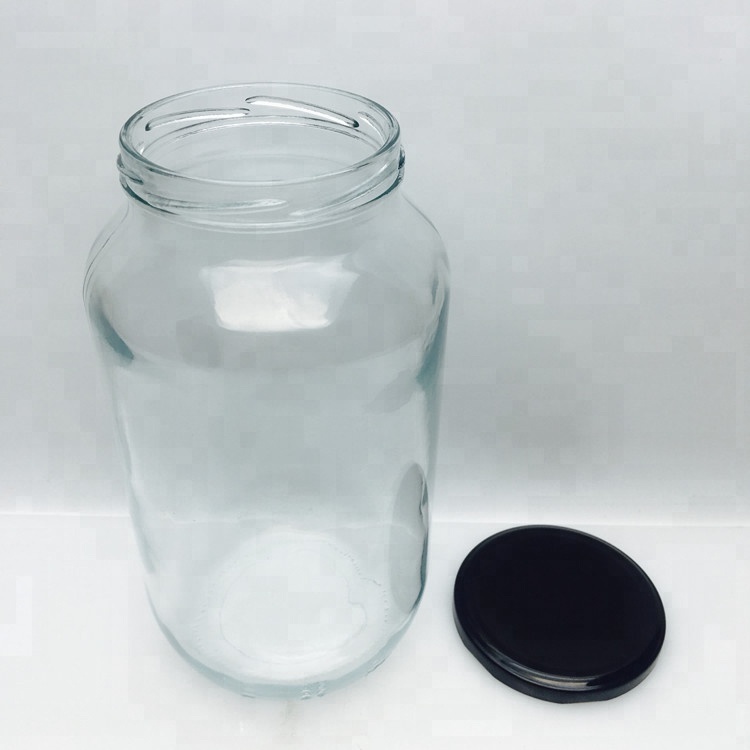 Wholesale transparent 1500ml 1.5L glass food jar with metal lid