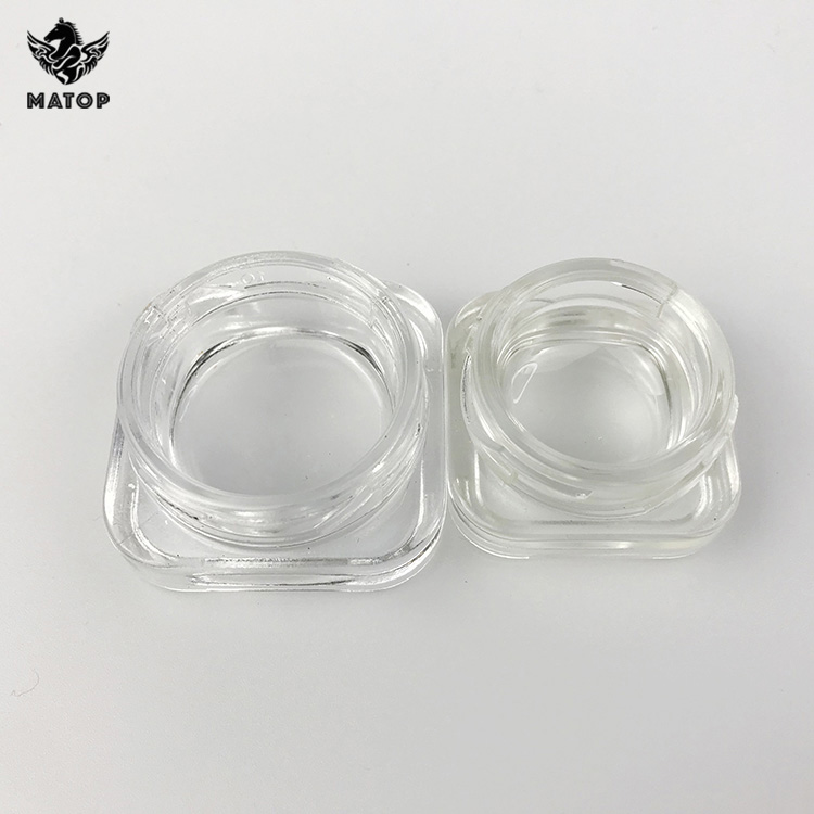 Wholesale transparent 3 5 7 9ml square CBD Concentrate Jar with chid resistant cap