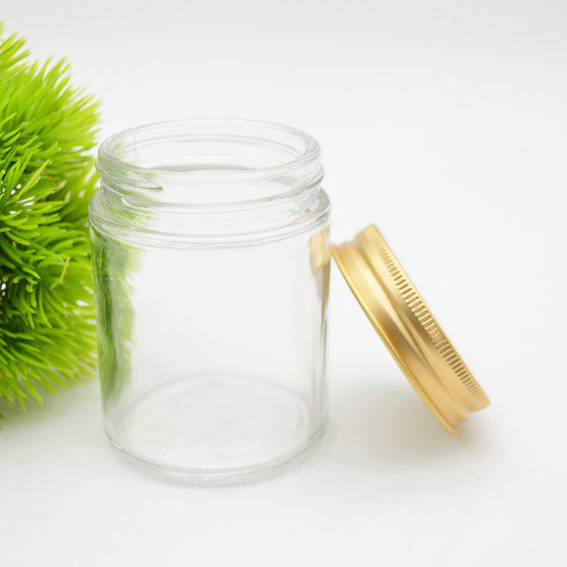 Wholesale transparent glass candle jars with lid glass candle vessels