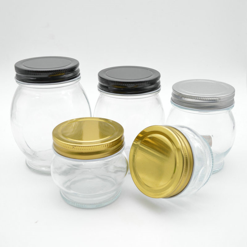 Wholesale various sizes round shape glass jam jelly glass jar with aluminium lid 120ml~480ml glass jar