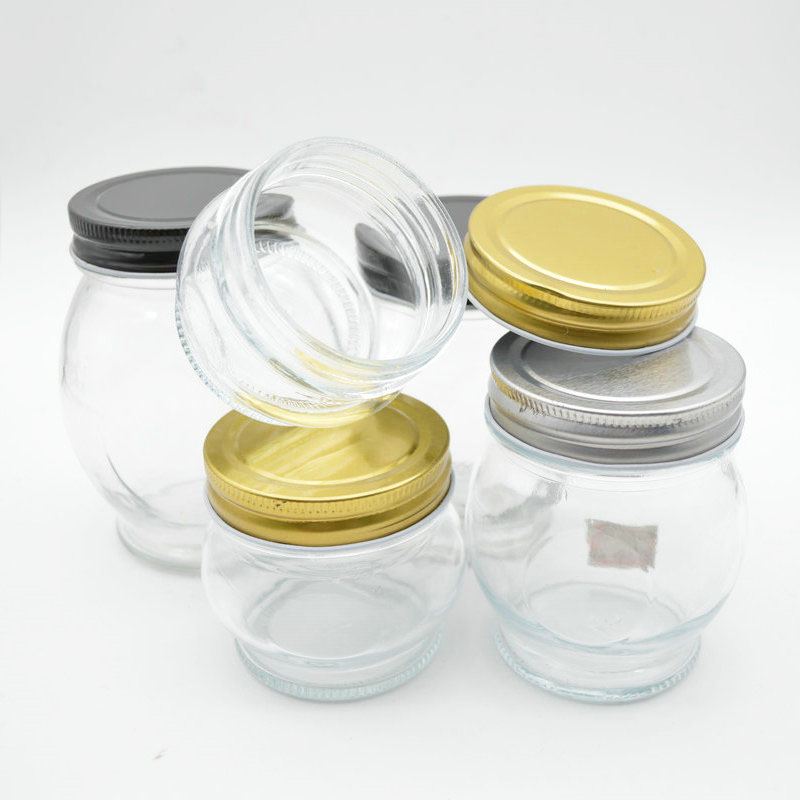 Wholesale various sizes round shape glass jam jelly glass jar with aluminium lid 120ml~480ml glass jar