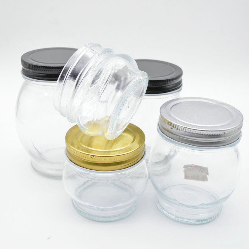 Wholesale various sizes round shape glass jam jelly glass jar with aluminium lid 120ml~480ml glass jar