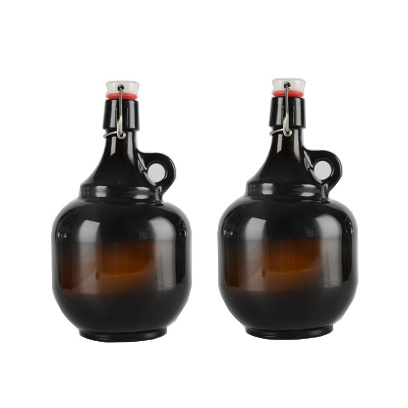 Wholesale water bottles gallon glass beer bottle swing top amber beer growler 32oz 64oz