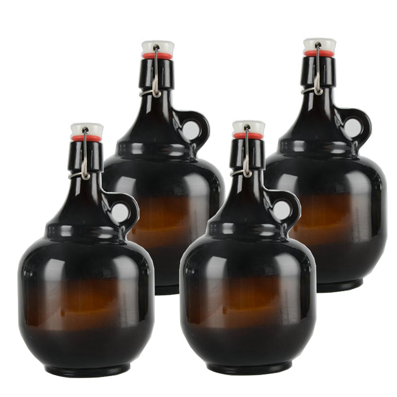 Wholesale water bottles gallon glass beer bottle swing top amber beer growler 32oz 64oz