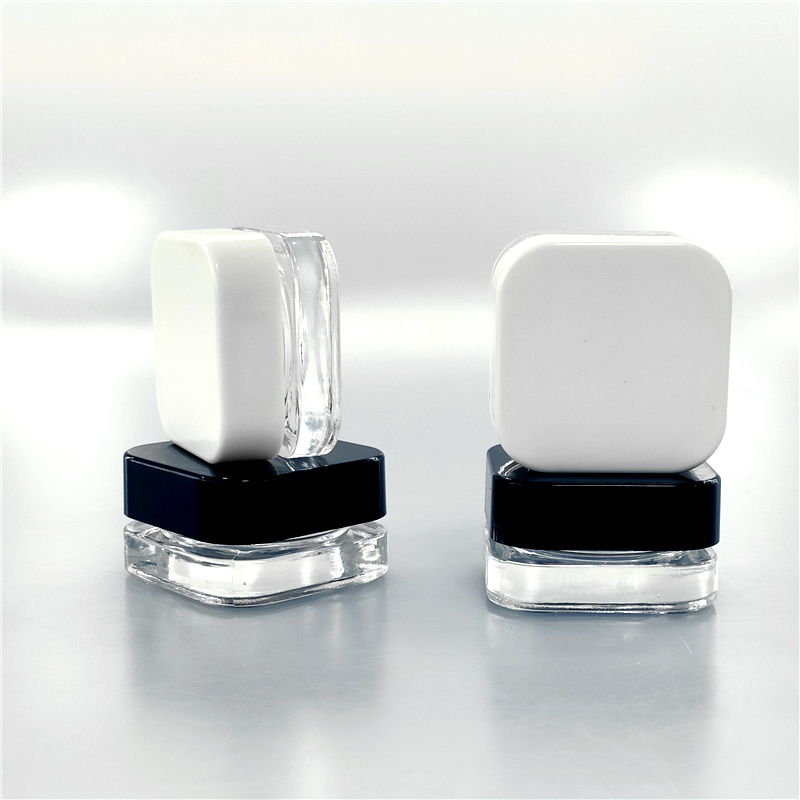 Wholesale white black opaque Small Square shape childproof 5ML 7ML CR glass jars for CBD oil