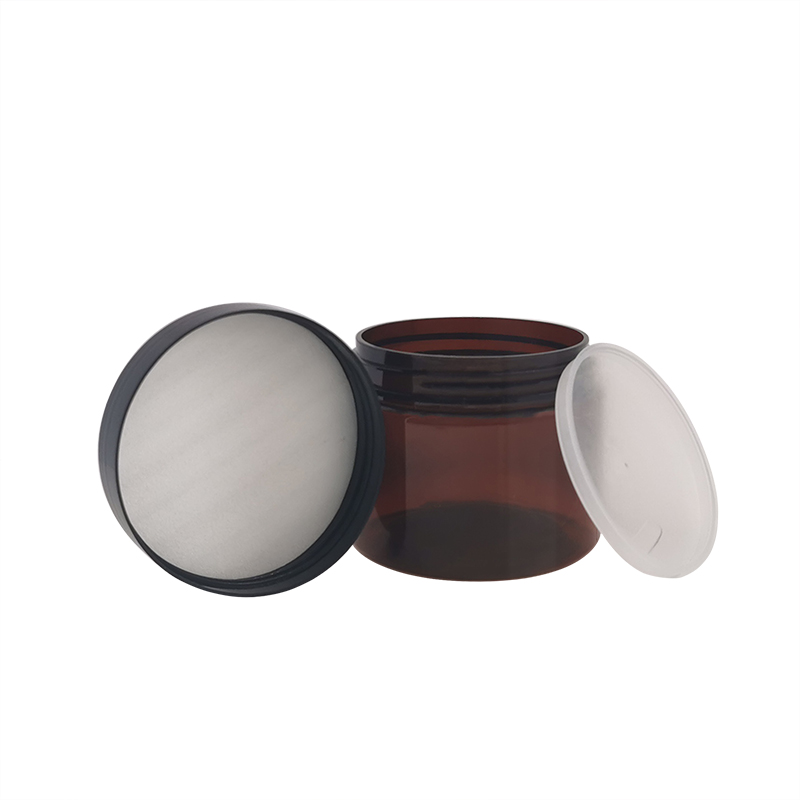 Wholesale wide mouth 1oz 2oz 3oz 4oz 5oz 6oz 8oz 250ml 300ml 350ml 500ml black amber PET plastic jars with lid