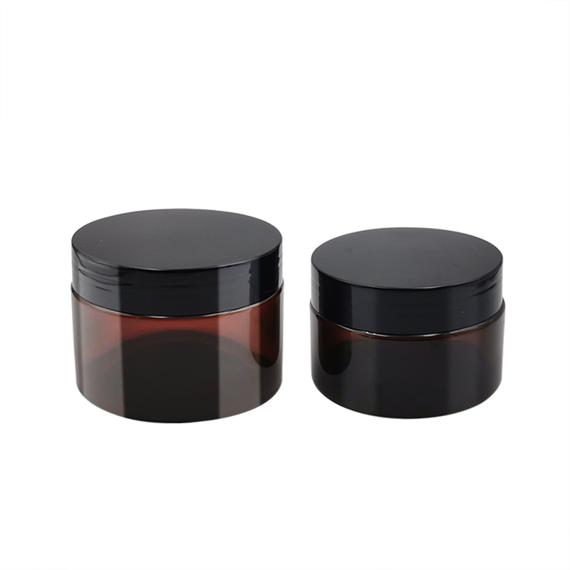Wholesale wide mouth 1oz 2oz 3oz 4oz 5oz 6oz 8oz 250ml 300ml 350ml 500ml black amber PET plastic jars with lid