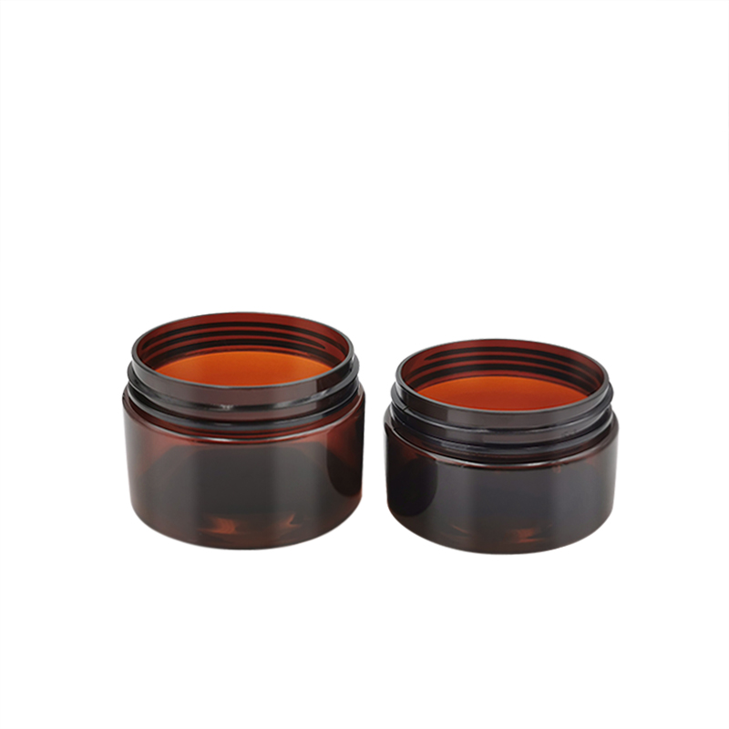 Wholesale wide mouth 1oz 2oz 3oz 4oz 5oz 6oz 8oz 250ml 300ml 350ml 500ml black amber PET plastic jars with lid