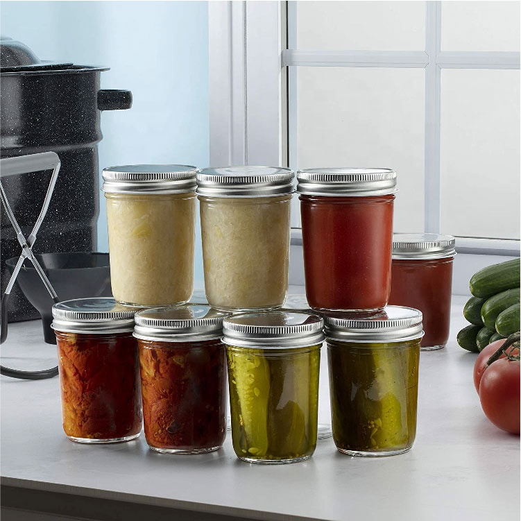 Wholesale wide mouth 8oz Mason Jar with sliver metal Lid for Jam Honey Canning spices