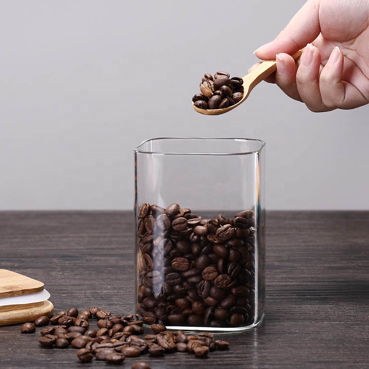 Wholesale wooden lid sealed glass storage jar for spice food