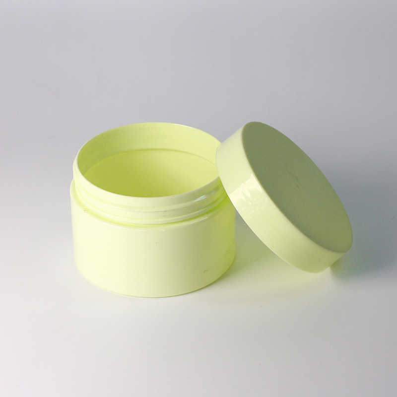 Wholesale yellow cosmetic packaging eco friendly pet jar 4 oz plastic jars sugar scrub jar containers clear