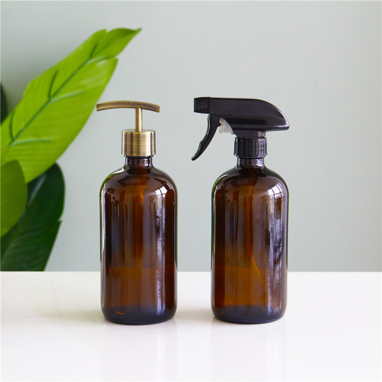Wholesaler 500ml Amber Glass Bottle Glass Pump Bottle For Lotion
